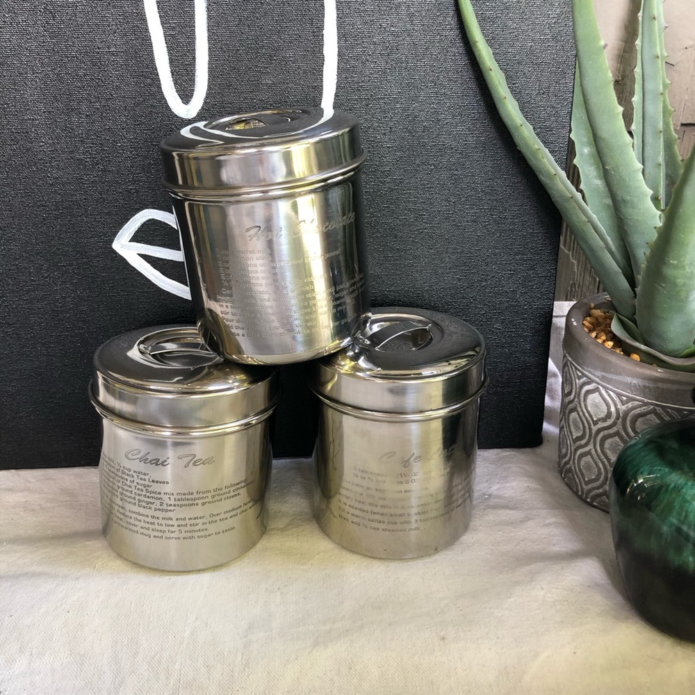 VINTAGE Stainless canister set kitchen storage - Picture 3 of 7